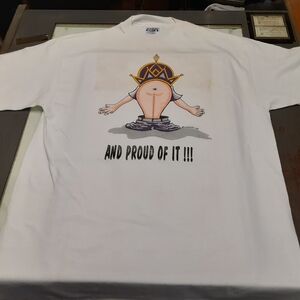 White Short Sleeve Tee with Cartoon Graphic